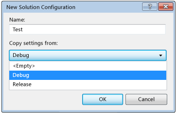 Screenshot of the New Solution Configuration Dialog Box.