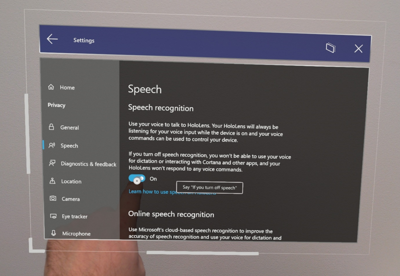 Windows Speech recognition settings