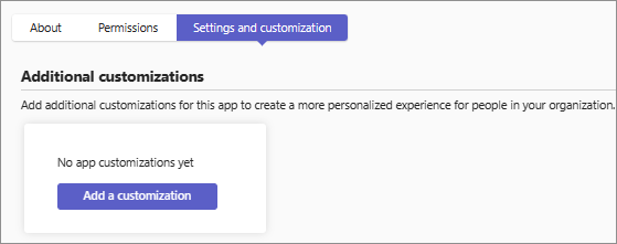 Screenshot showing the UI to create additional customizations for an app in the app details page.