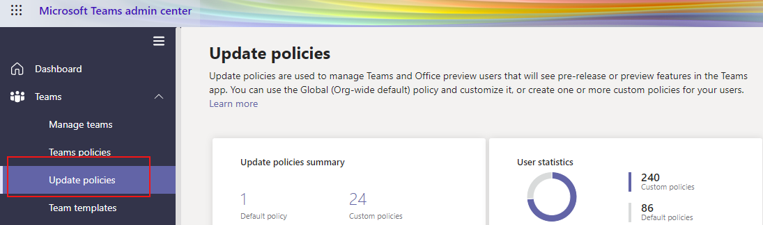 Select the Update policies option