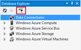 Screenshot that shows the Database Explorer window. The Add Connection icon is highlighted.