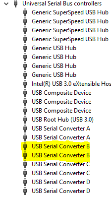 device manager with two serial converter B