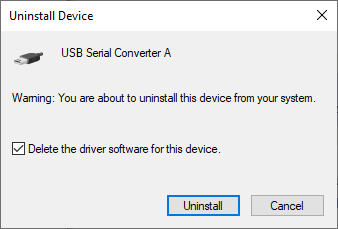 Uninstall device and delete driver