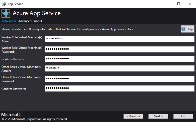 Screenshot that shows the screen where you select the Windows Platform Image to be used by the App Service Installer