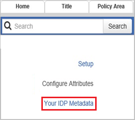 Screenshot that shows the "Your I D P Metadata" action selected.