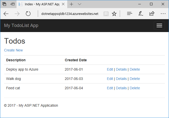 Published ASP.NET application in Azure App Service