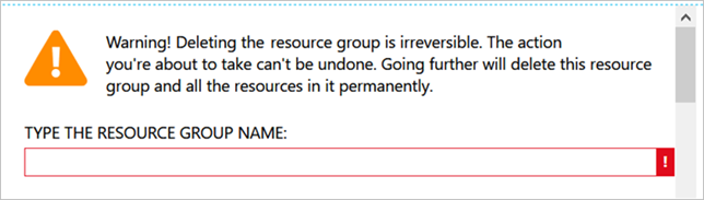 Screenshot showing confirmation of deleting resource group.