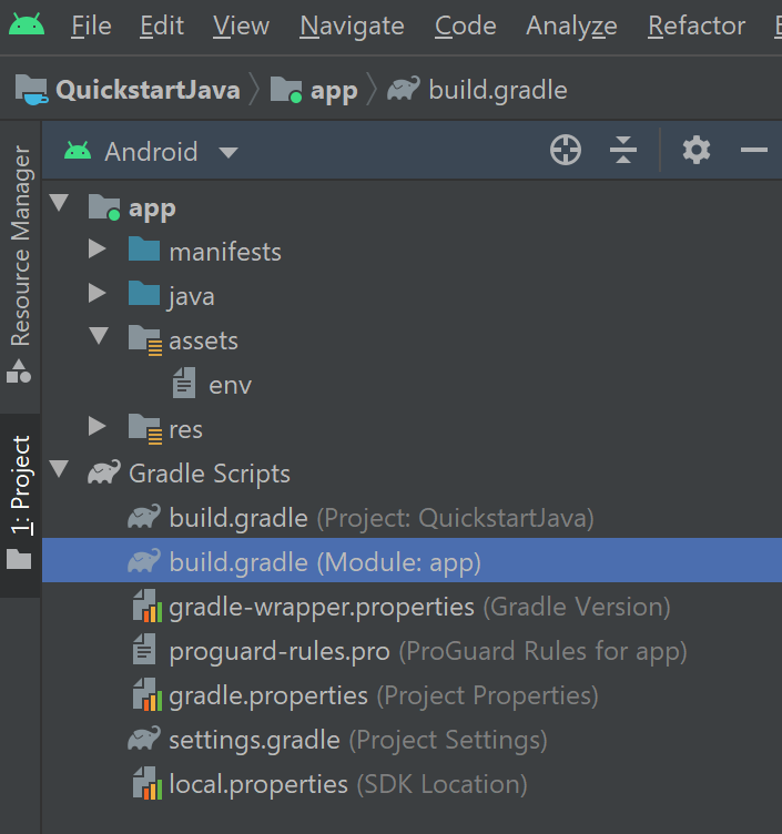 Screenshot of app gradle dependencies.