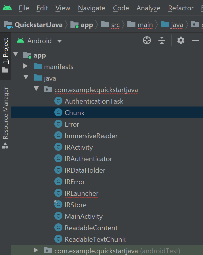 Screenshot of Chunk Java class file.