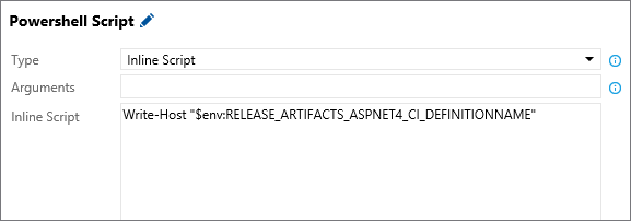 Using artifact variables in an inline PowerShell script