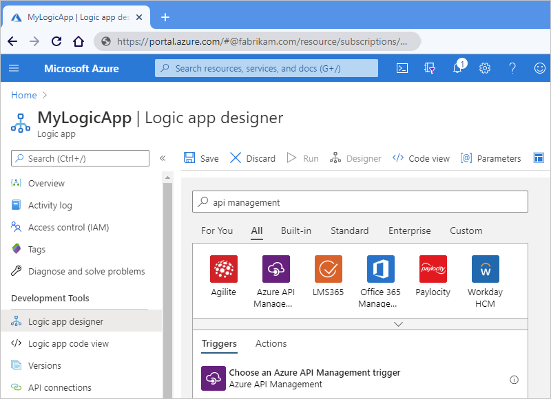 Add Azure API Management trigger