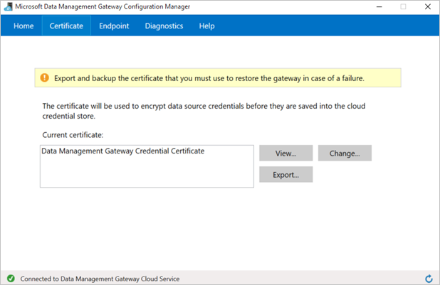 Change gateway certificate