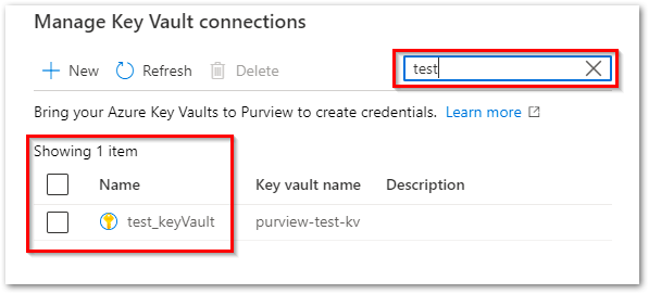 Search key vault