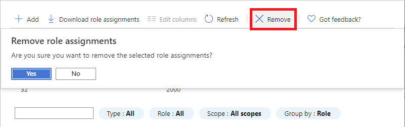 remove management role assignment from user