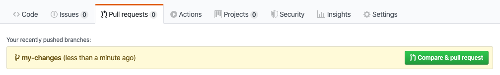Pull request tab in a GitHub repository