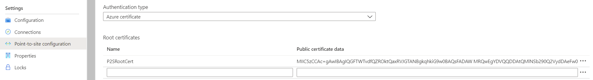 Screenshot of certificate data field.