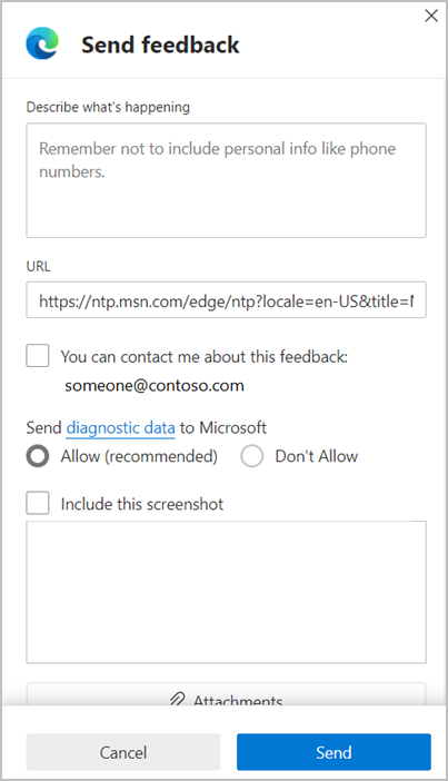 Send browser feedback