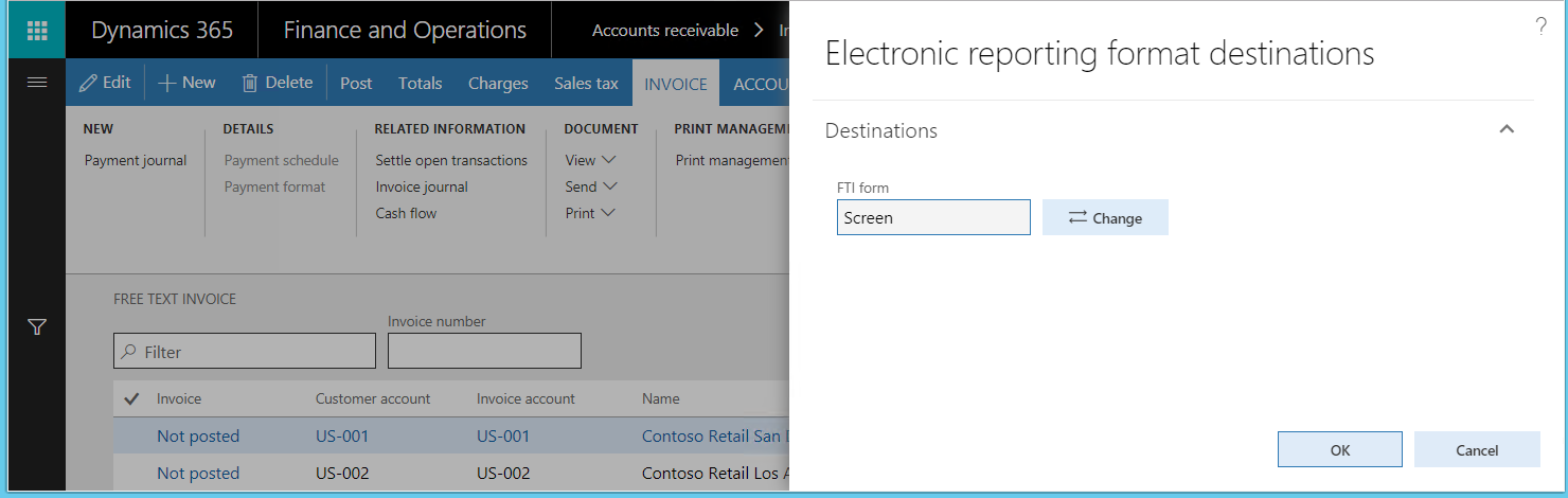 Electronic reporting format destination.