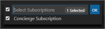 Visual Studio Code Azure extension: Select concierge subscription.