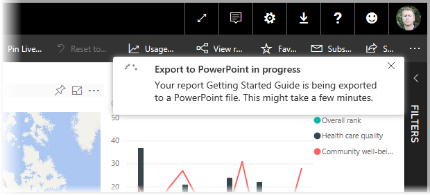 Export to PowerPoint progress window