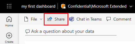 Screenshot of the 'Share' link in the Power BI service.