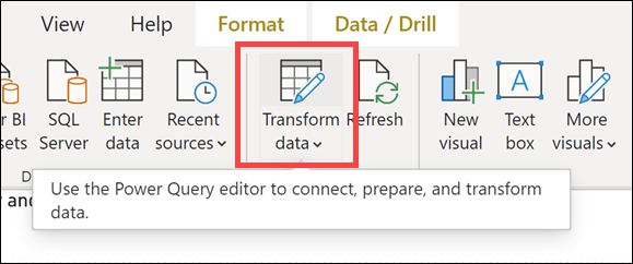The transform data button is highlighted.