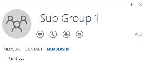 Membership tab of the Outlook contact card.