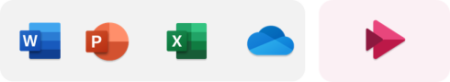 Icons of Word, PowerPoint, Excel, OneDrive together in the same box, but Stream on it's own next to them in it's own box.