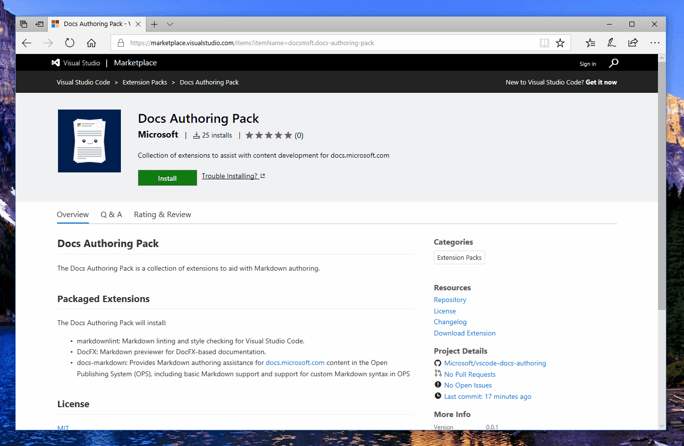 Installation of the Docs Markdown Extension