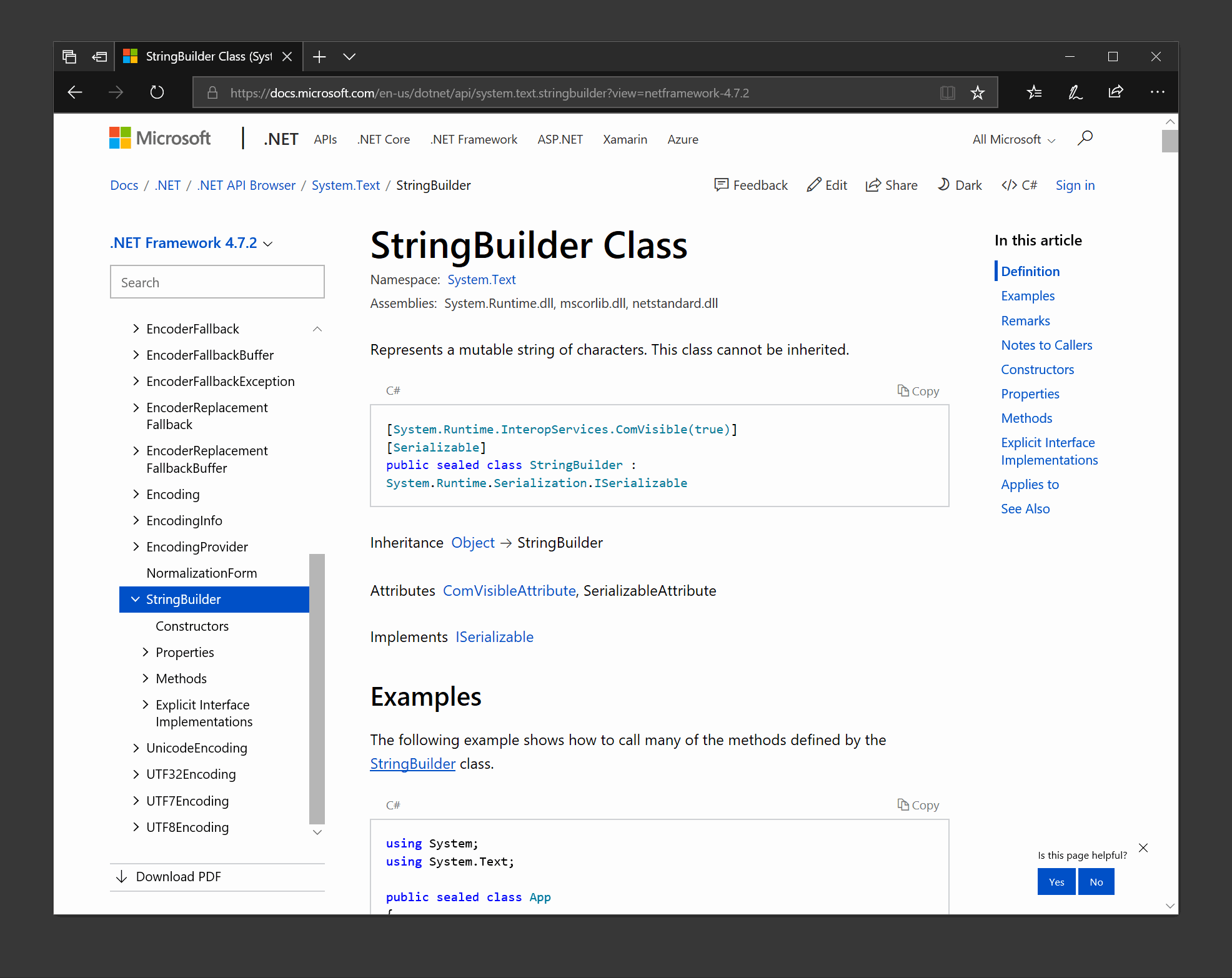 .NET API Browser in-page search