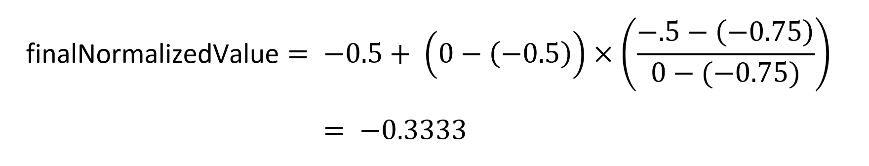 Screenshot that shows the equation that is used to find the final normalized value.