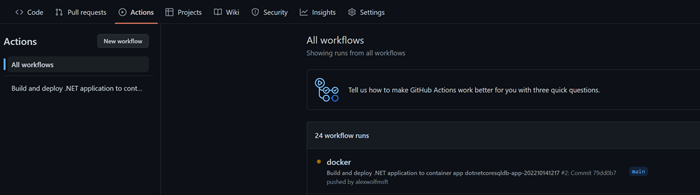 A screenshot showing the GitHub action workflow.