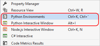 Interactive Window menu items in View > Other Windows