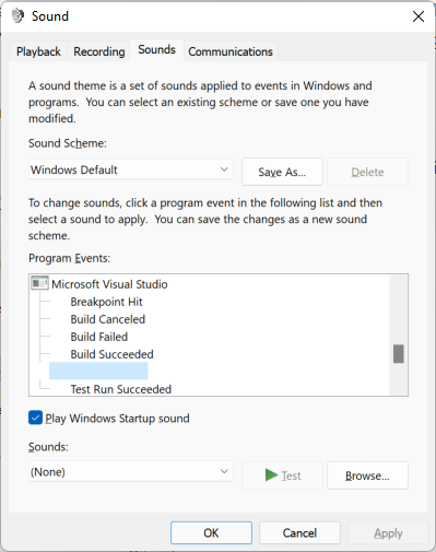 Windows 11 sound dialog