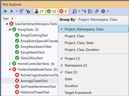 Group tests by category in Test Explorer