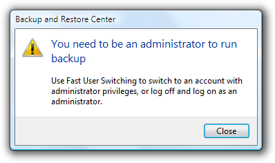 screen shot of text on switching to admin account 