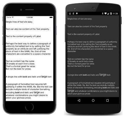 Triple screenshot of text variations sharing