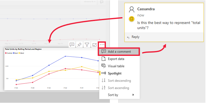 Screenshot of the example comment using the at symbol for a colleague.