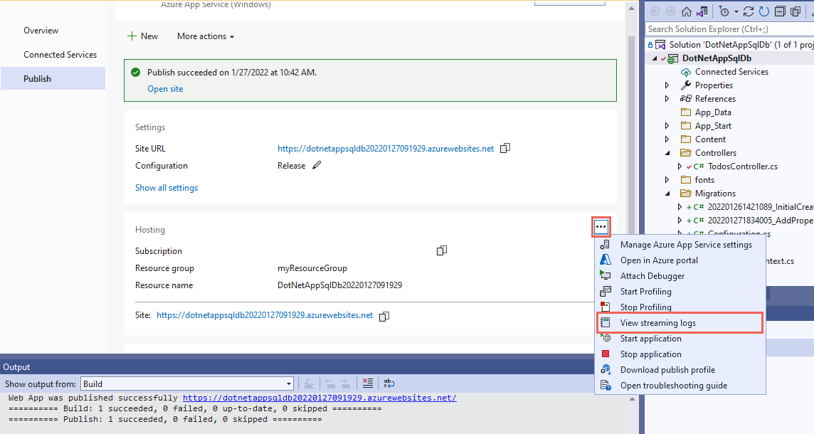 Build ASP.NET app with SQL Database - Azure App Service ...
