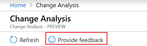 Screenshot of feedback button in Change Analysis tab