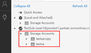 List of storage accounts including Azure Stack Hub subscription accounts