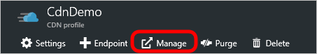 CDN profile blade manage button