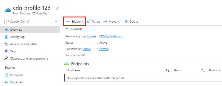 Screenshot of create Content Delivery Network endpoint.