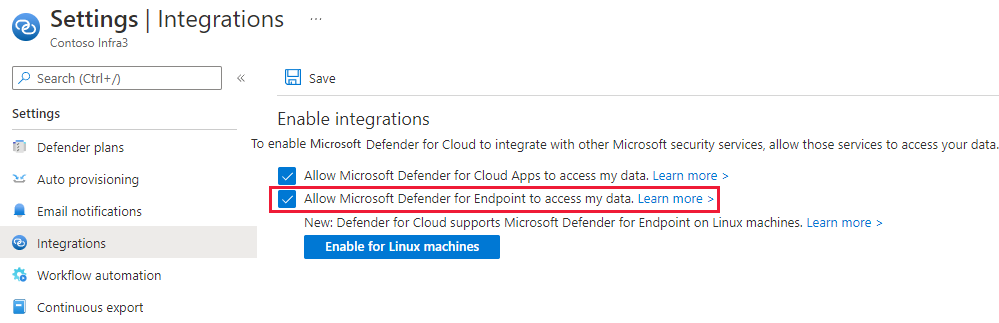 The integration between Microsoft Defender for Cloud and Microsoft's EDR solution, Microsoft Defender for Endpoint is enabled
