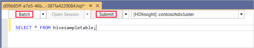 Submit batch Hive query, Visual Studio.