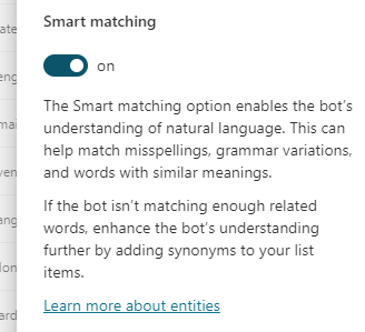 Screenshot of the smart matching option toggle.