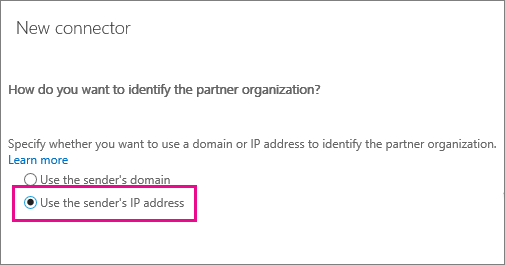 Choose the IP address to identify your partner organization