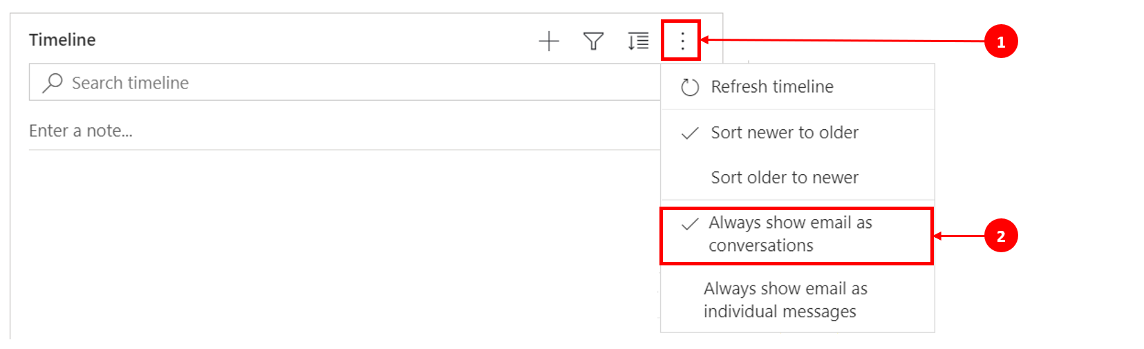 Enable threaded email view - option 1.
