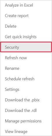 Select security from more options menu