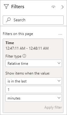 Screenshot of setting relative time in a filter instead.